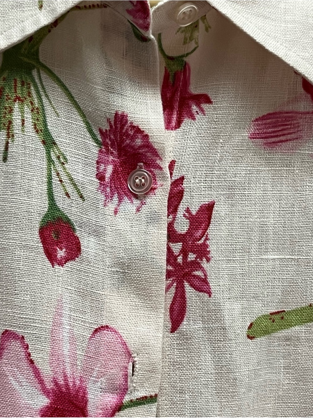 dandy by randi m Floral Linen Button Down Quarter Sleeve Blouse Size M - Picture 4 of 6